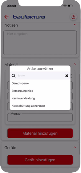 material buchen